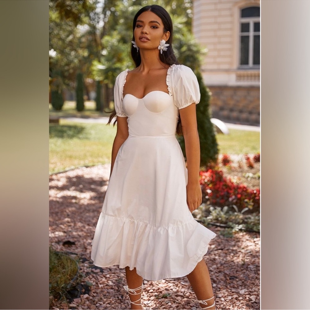 Alamour the Label Katina White Midi  Dress